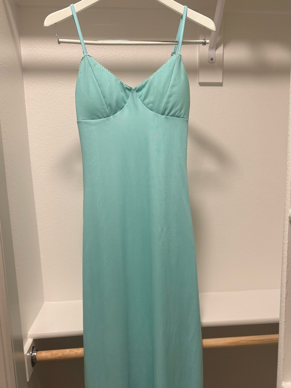 Aqua Slip Dress with V-Neck